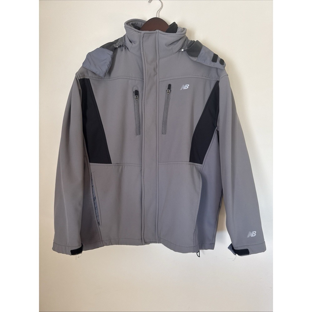 New Balance Gray  2 In 1 Softshell Spring Fall  Winter Jacket Fleece Liner Men L